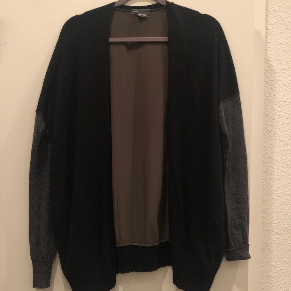 Vince Color Block Mixed Media Cardigan - Size M - image 1